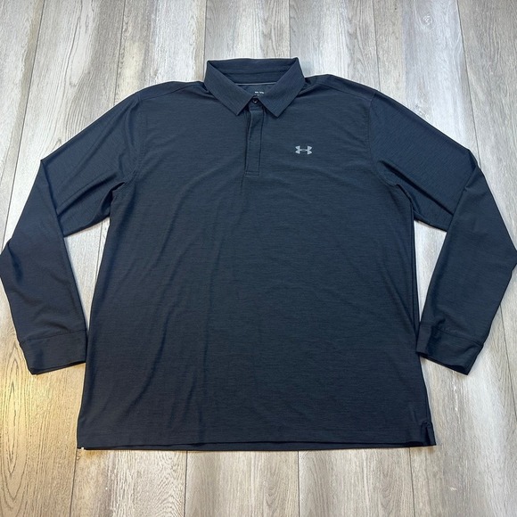 Under Armour Other - Under Armour Playoff Golf Polo Shirt Mens 2XL Black Long Sleeve Loose Stretch
